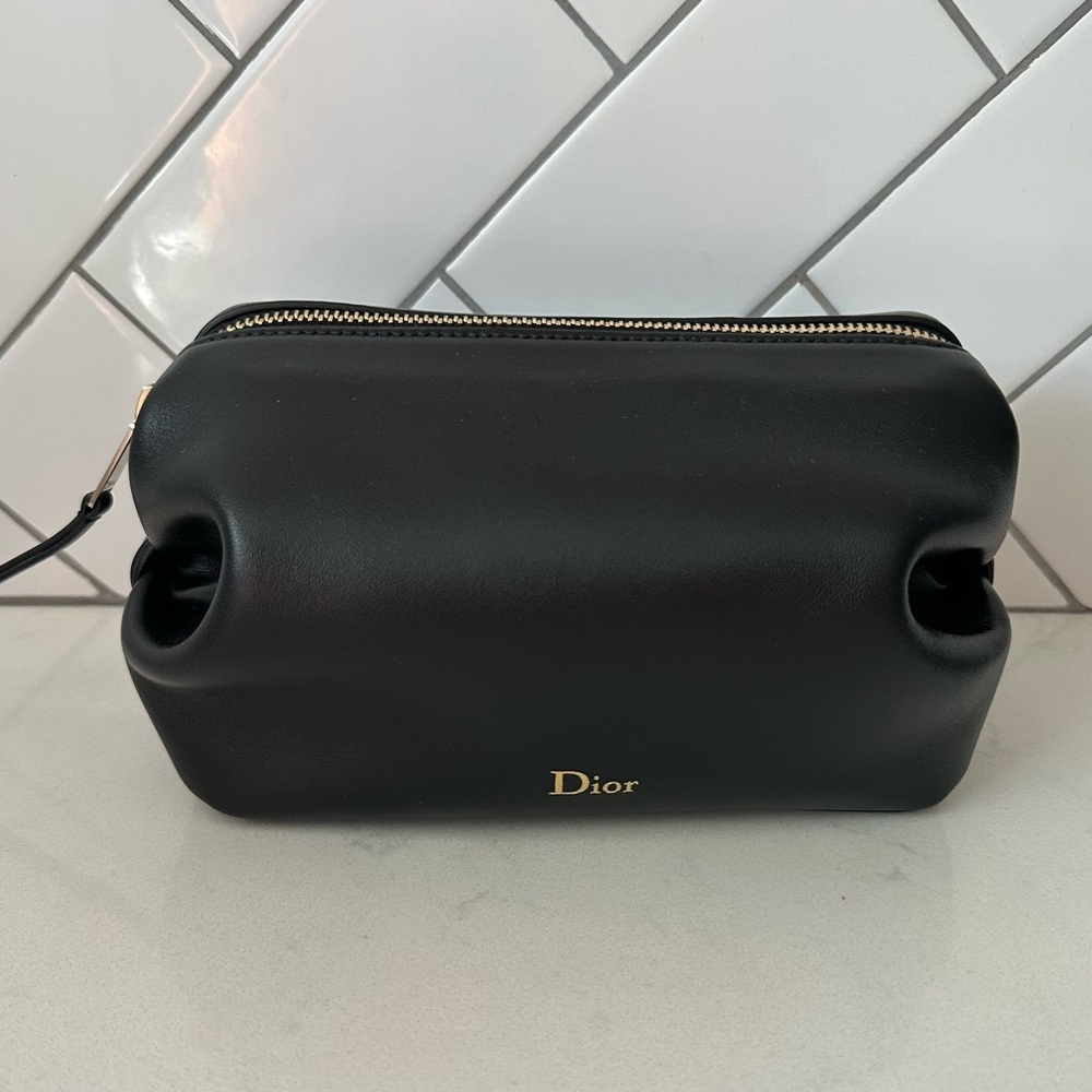 Dior Black Leather Crossbody Pouch with Gold Logo - Picture 4 of 7